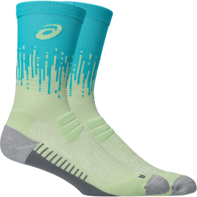 Asics performance run crew sock, Yellow/energy Aqua, medium