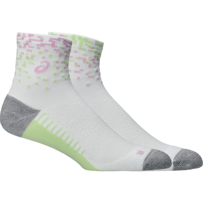 Asics performance run quarter sock, White/hazy Lilacc/glow Green, medium