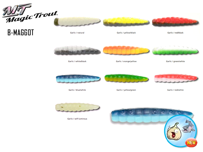 Magic trout b-maggot (length: 25mm, color: garlic / red/white, pack: 10pcs), , medium-null