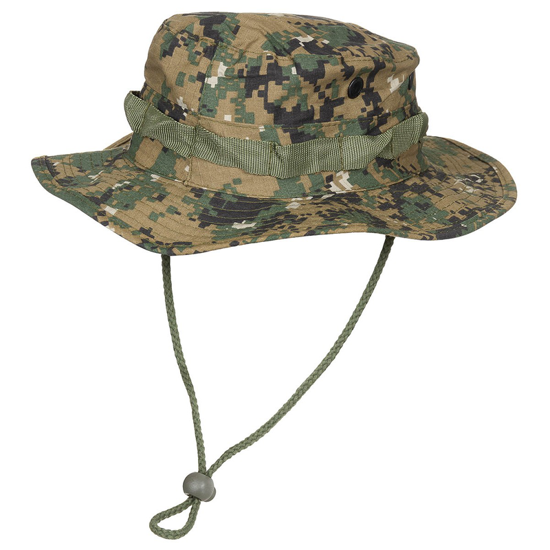 Mfh us gi bush hat, chin strap, gi boonie, rip stop, dig. Woodl. - medium-null