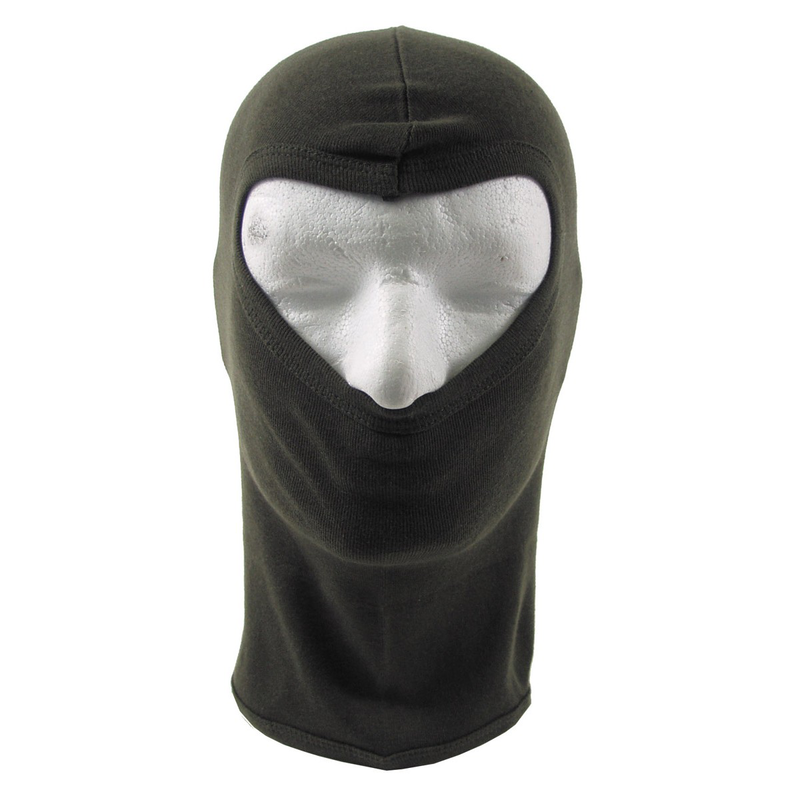 Mfh balaclava, 1 hole, thin, black/od green, 100 % cotton - 2-null