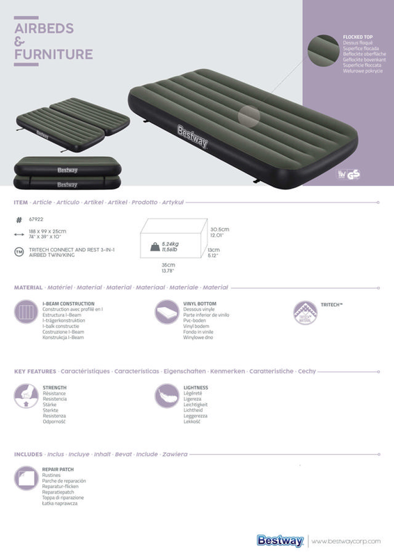 Bestway 67922 Airbed twin/king 188x99x25cm, , medium-null