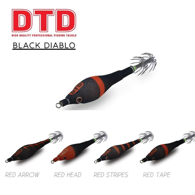 Dtd squid jig soft black diablo (size:2.0 , color: red head), , medium