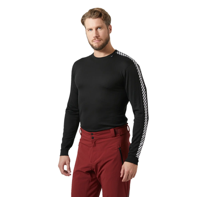 Mens hh lifa&reg; stripe long-sleeve crew base layer - black , l, Black, medium