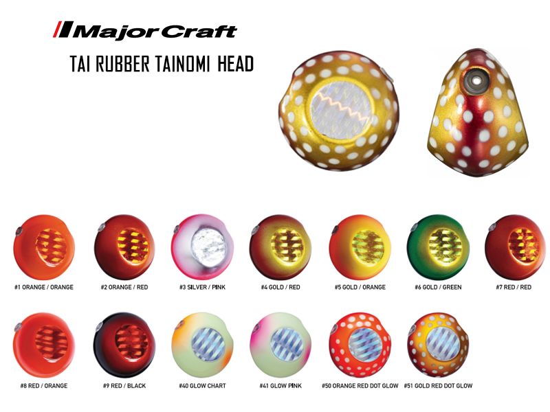 Major craft tai rubber tainomi head (weight: 60gr, color: #51 gold/red dot glow), , medium-null