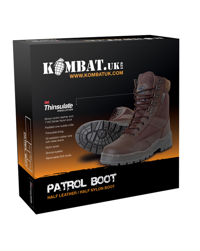 Kombat patrol boot - half leather/half nylon - mod brown - 47-null