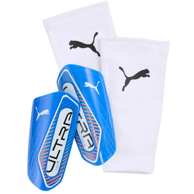 Puma ultra light sleeve football player shin guards blue 030989-04, Blue, medium