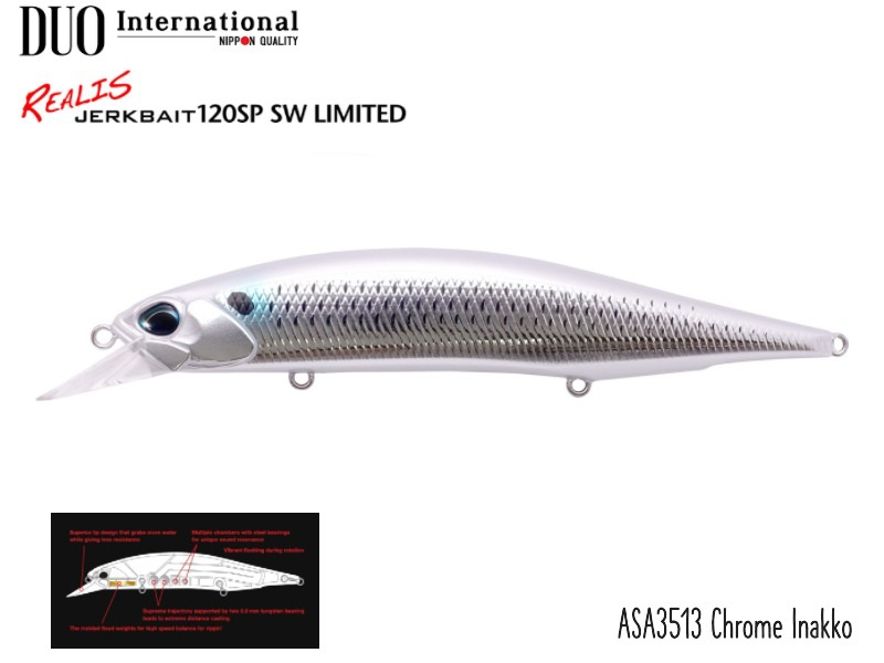 Duo realis jerkbait 120sp sw (weight: 17.7gr, color: asa3513 chrome inakko), , medium-null