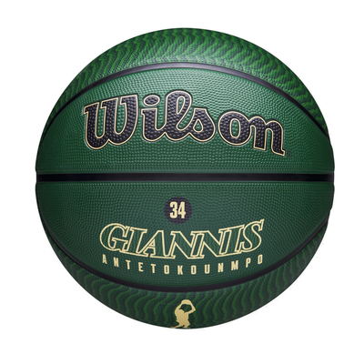 Nba player icon outdoor basketball ball  giannis antetokounpo size 7, Green, medium