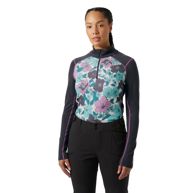 Womens lifa&reg; merino midweight graphic half-zip base layer - s-null