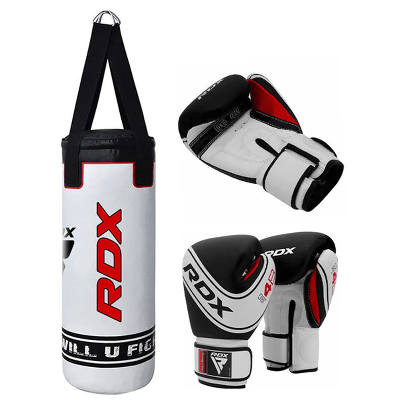 Rdx 4w 60cm (2ft) robo kids punch bag with gloves set white, , medium-null