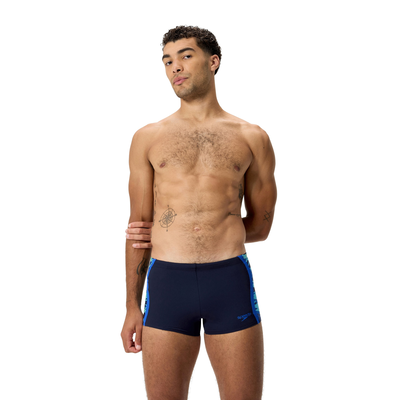 Speedo men's hyperboom splice aquashort, Navy/blue, medium