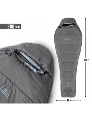 Mummy sleeping bag 360 gr/m2, Cinder Grey, medium