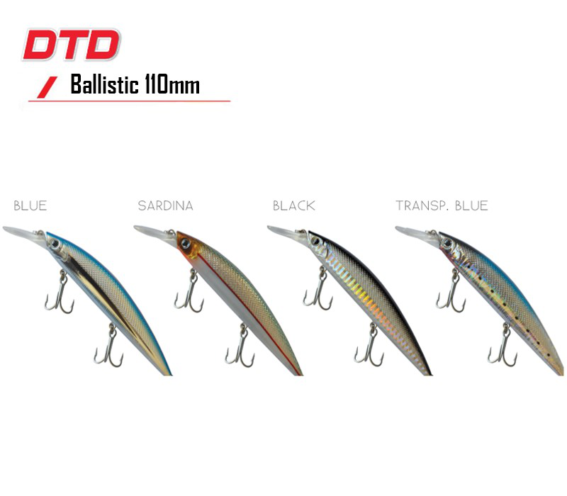 Dtd ballistic 110 minnow (size: 110mm, weight: 35gr, color: transparent blue), , medium-null
