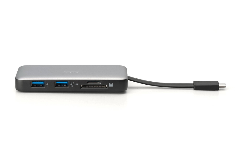 Digitus da-70916 7-in-1 USB-c travel docking station 4k 60hz HDMI hdr gigabit ethernet 100w pd 2x USB-a 5GBps sd microsd-null