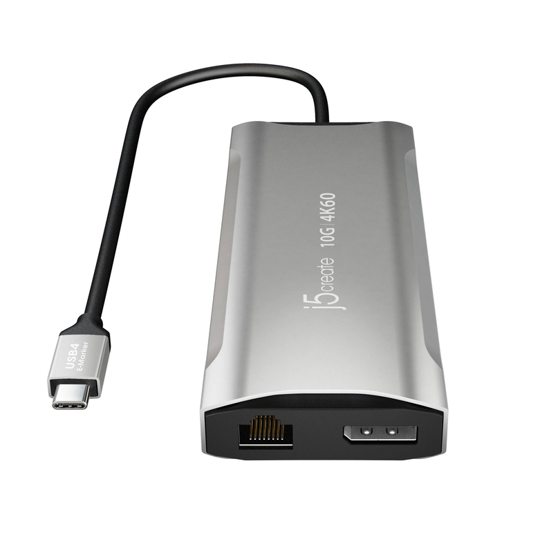 J5create jcd397 4k60 elite USB-c triple-monitor mini dock 2x HDMI displayport gigabit ethernet sd 100w pd grey-null