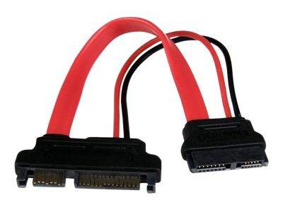 Startech.com 6in slimline sata to sata adapter with power / f/m / sata adapter / serial ata 150/300/600 / 13 pin slimline sata (f) to 22 pin sata (m) / red, , medium