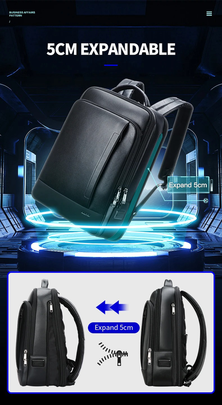 Bopai luxus leather expandable business laptop backpack ultimate version, , medium image number null