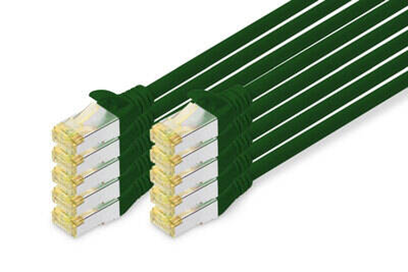 Digitus - patch cable - rj-45 (m) to rj-45 (m) - 3 m - sftp - cat 6a - halogen-free, molded, snagless - green (pack of 10)-null