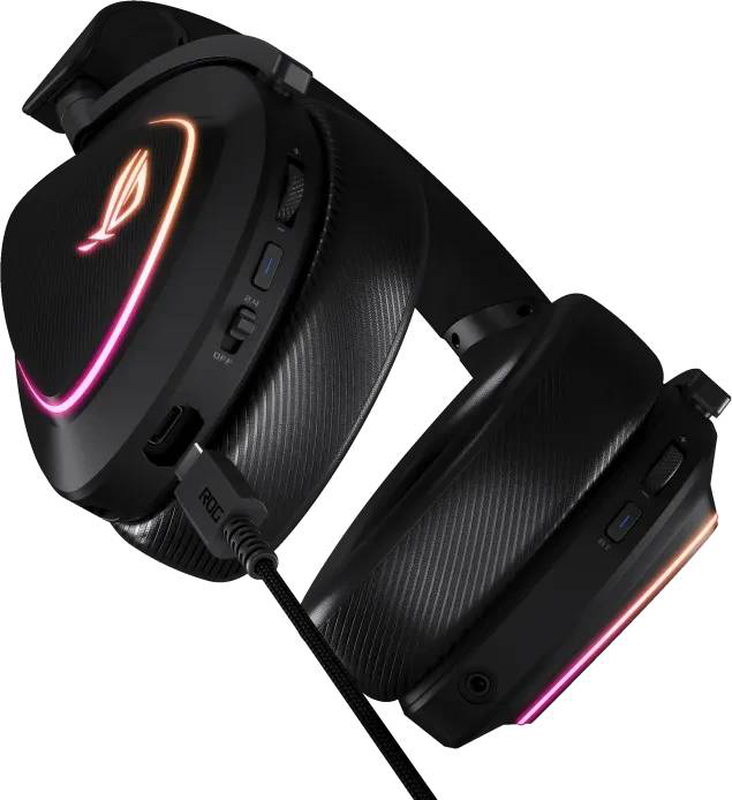 Asus rog delta II tri-mode wireless gaming headset 90yh03w0-bhua00 50mm titanium hi-res 110h detachable mic black-null