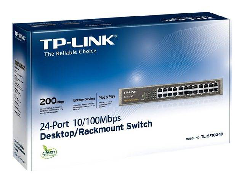 Tp-link tl-sf1024d 24-port 10/100mbps fast ethernet unmanaged desktop rackmount switch steel-null