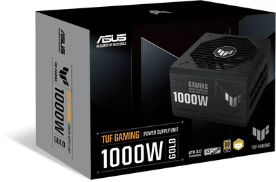 Asus tuf gaming 1000g 1000w atx power supply 80 plus gold fully modular atx 3.0 pcie 5.0 12vhpwr axial-tech black, Black, medium