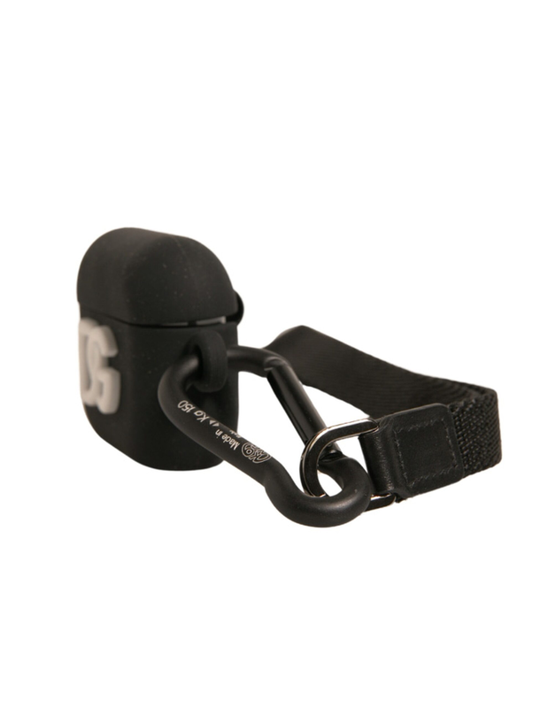 Black silicone rubber logo embossed AirPods case-null