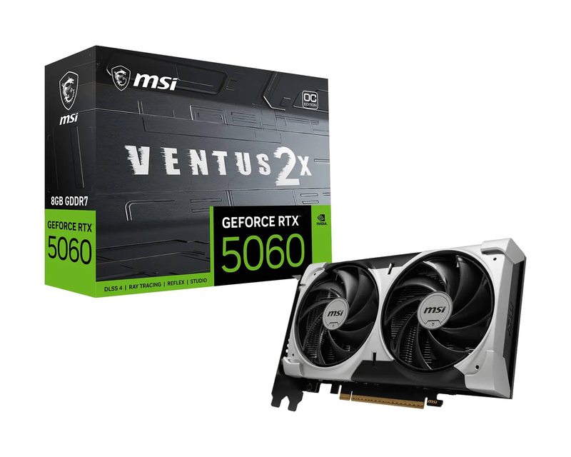 Msi geforce RTX 5060 ventus 2x oc 8GB gddr7 graphics card pcie 5.0 dlss 4 HDMI 3x displayport v550-009r-null