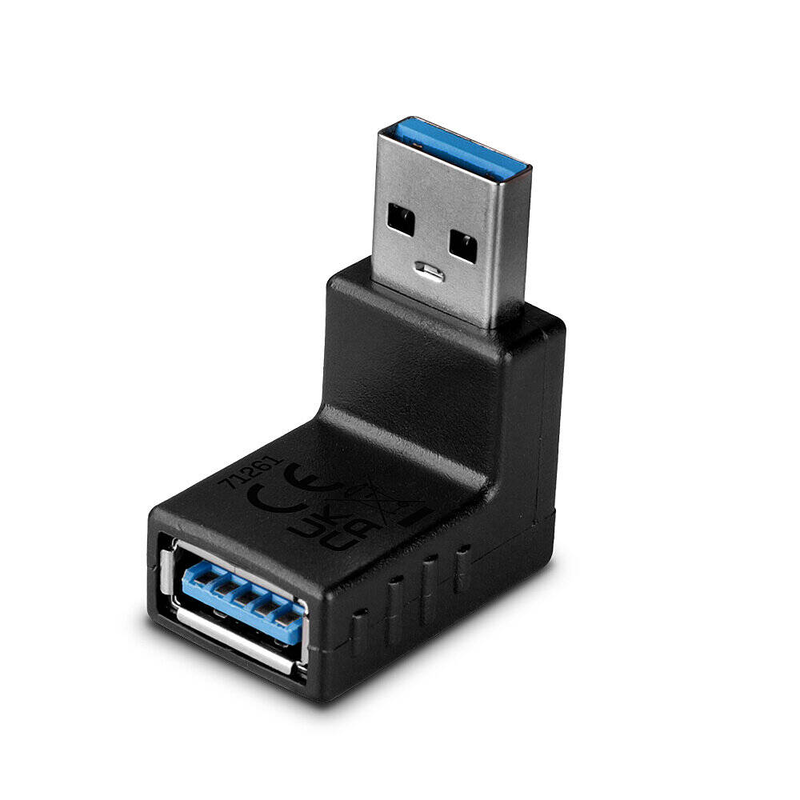 Lindy USB 3.0 90 degree up type a male to female right angle adapter - USB adapter - USB type b (f) to USB type a (m) - USB 3.0 - 90&deg; connector - black-null