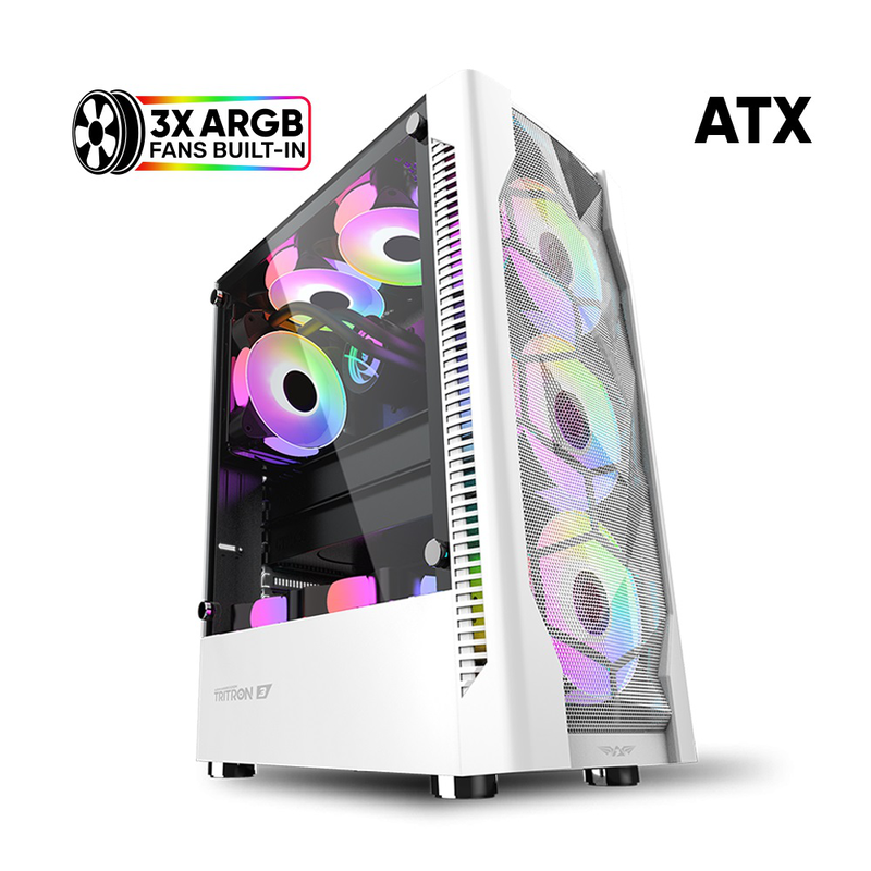 Armaggeddon gaming case atx 3xargb tritron 3 white, , medium-null