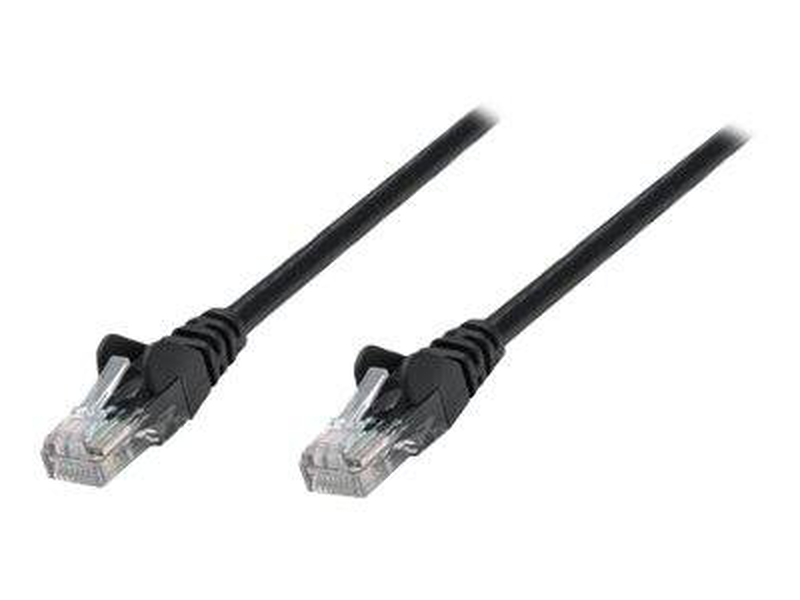 Intellinet network patch cable, cat6a, 0.25m, black, copper, s/ftp, lsoh / lszh, pvc, rj45, gold plated contacts, snagless, booted, polybag - patch cable (dte) - rj-45 (m) to rj-45 (m) - 25 cm - sftp, pimf - cat 6a - ieee 802.3af - halogen-free, molded, s-null