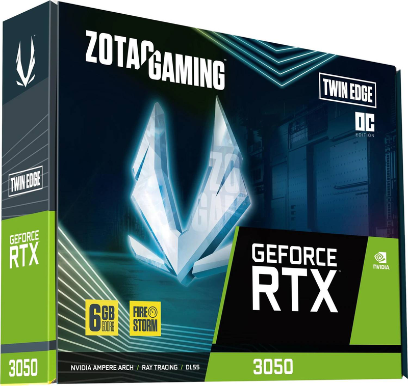 Zotac gaming geforce RTX 3050 6GB gddr6 twin edge oc graphics card HDMI 3x displayport 70w zt-a30510h-10l-null