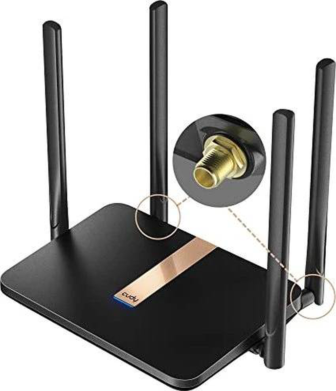 Cudy lt500 4G lte cat4 ac1200 dual-band Wi-Fi router, nano sim slot, mu-mimo, vpn, 4 antennas, black-null