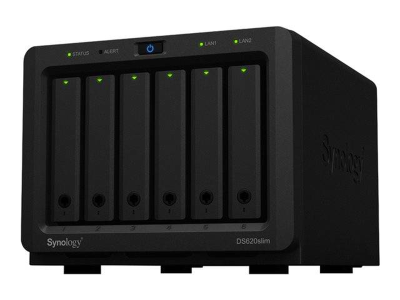 Synology disk station ds620slim / nas server / 6 bays / sata 6GB/s / raid 0, 1, 5, 6, 10, jbod / ram 2GB / gigabit ethernet / iscsi, , medium-null