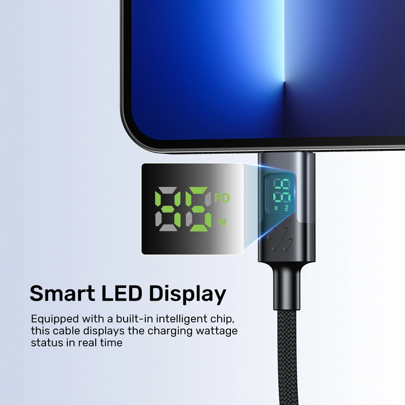 Unitek USB-c cable pd60w braided with display 2.0m c14158a-2m, , medium-null