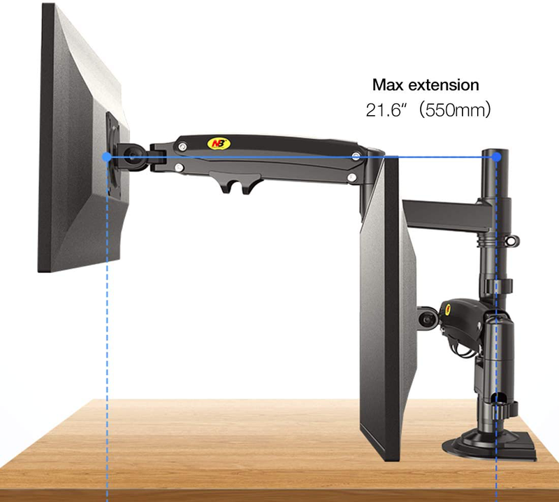Product image: Nbmounts h180 desktop twin monitor mount black, , medium-null