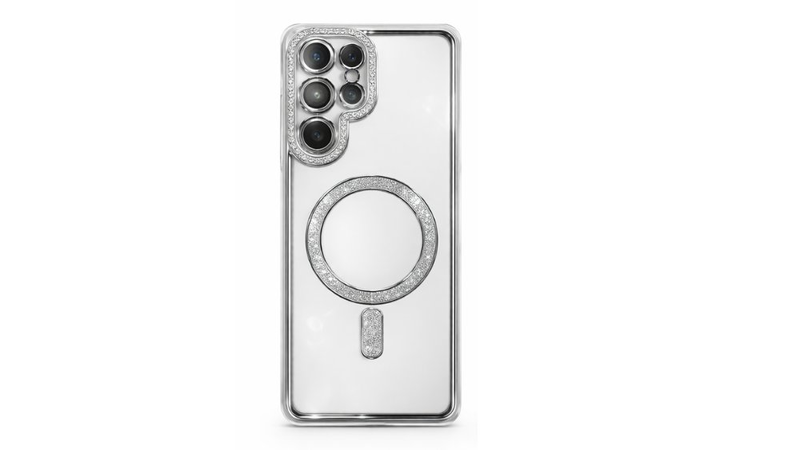 Glitter magnetic clear case with MagSafe for samsung a56&ndash; silver, , medium-null