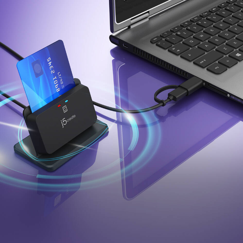 J5create jur261 USB smart card and cac reader stand iso 7816 emv taa compliant driver-free black jur261-n-null