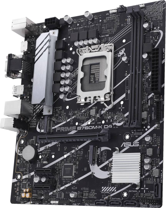 Asus prime b760m-k d4 micro-atx motherboard lga 1700 intel b760 ddr4 pcie 4.0 dual m.2 2.5GBe HDMI vga black-null