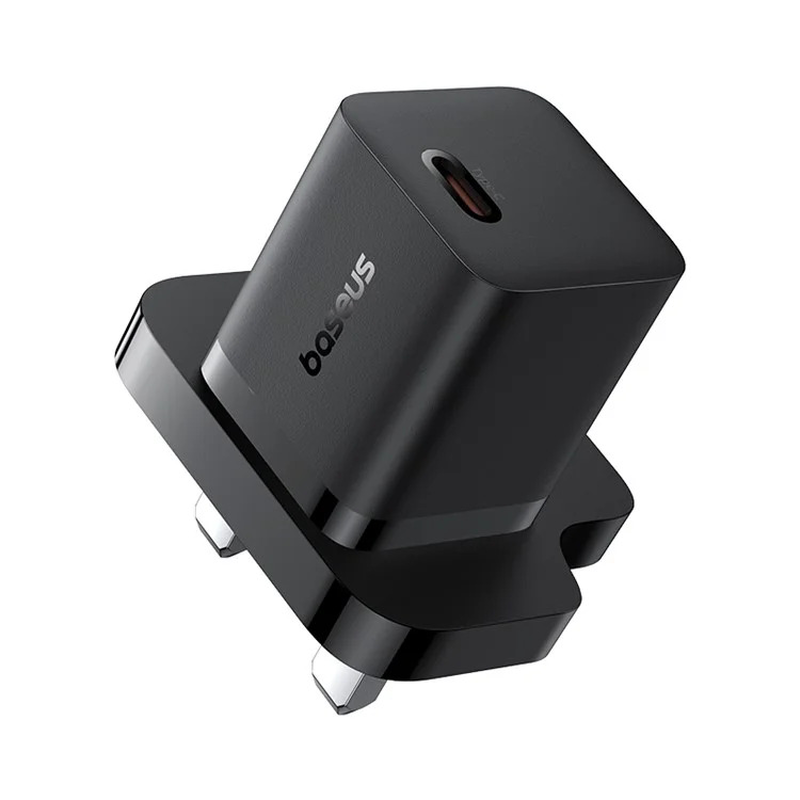 Baseus charger wall 30w USB-c uk mini gan5 black, , medium-null
