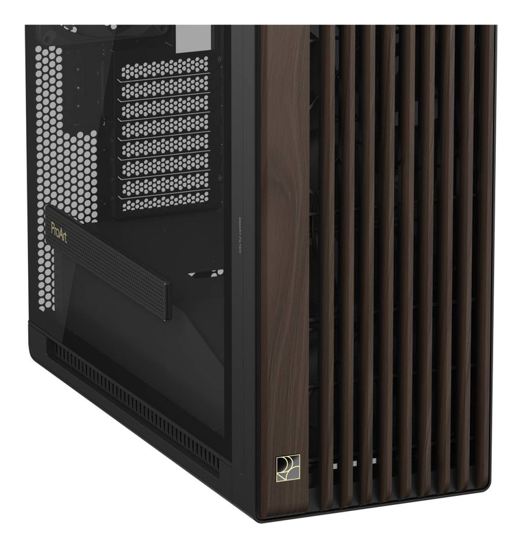 Asus proart pa602 wood edition e-atx mid-tower case walnut wood tempered glass modern black pwm USB-c 20GBps 420mm radiator-null