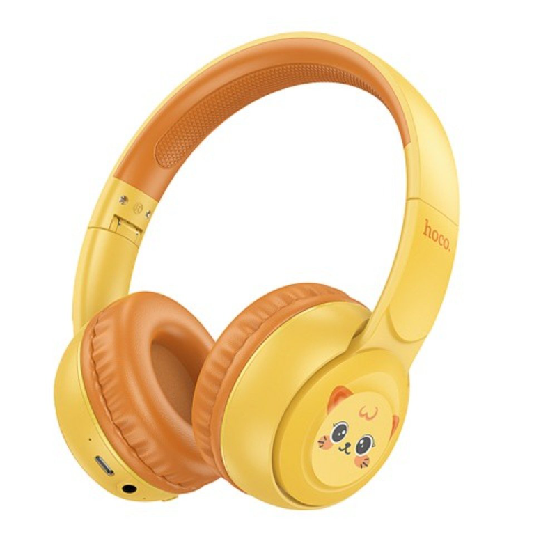 Wireless headphones hoco w60 rhyme v5.4 250mAh with aux yellow, , medium-null