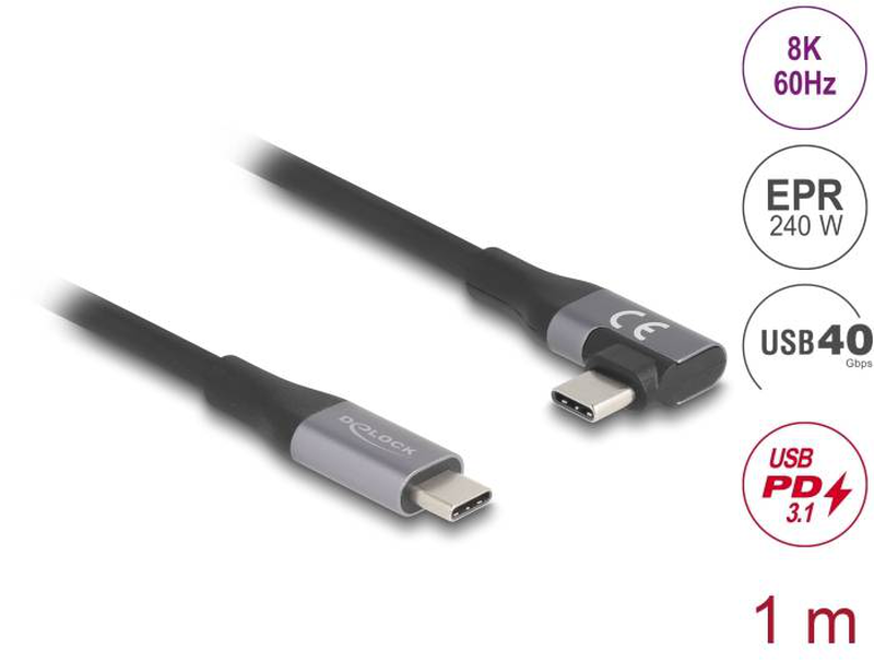 Delock 81131 USB-c cable | 1 m | 240w | 40GBps | black, , medium-null