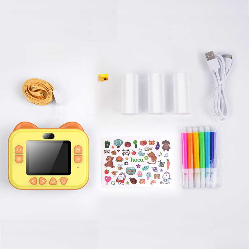 Hoco dv204 dual kits instant print camera yellow, , medium-null