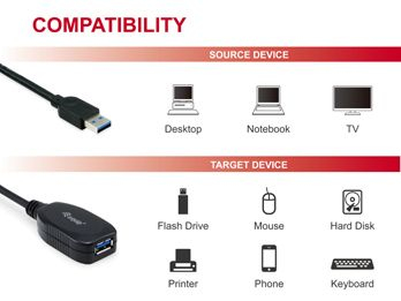 Equip 133347 - 10 m - USB a - USB a - USB 3.2 Gen 1 (3.1 Gen 1) - 5000 mbit/s - black - pvc - up to 5GBs transfer rate - nickel plated - black-null