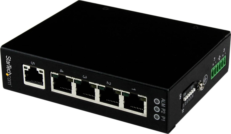 Startech ies51000 5-port unmanaged industrial gigabit ethernet switch din rail wall mount rugged-null