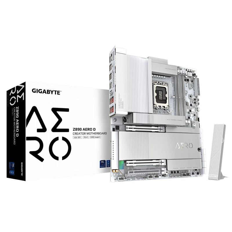 Gigabyte z890 aero d e-atx motherboard lga 1851 intel z890 ddr5 pcie 5.0 Wi-Fi 7 thunderbolt 5 dual 10GBe silver-null
