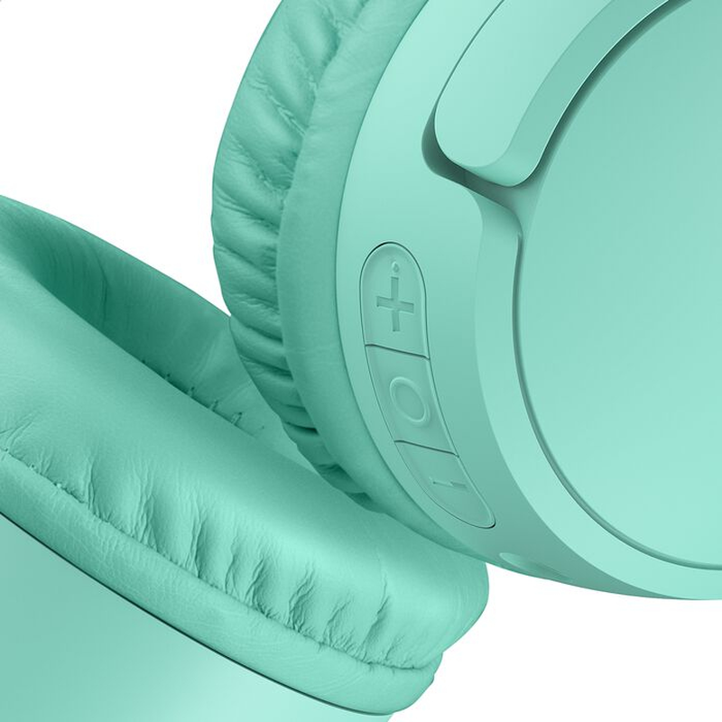 Belkin soundform mini kids wireless on-ear headphones 85db volume limit bluetooth 5.0 30h built-in mic mint-null