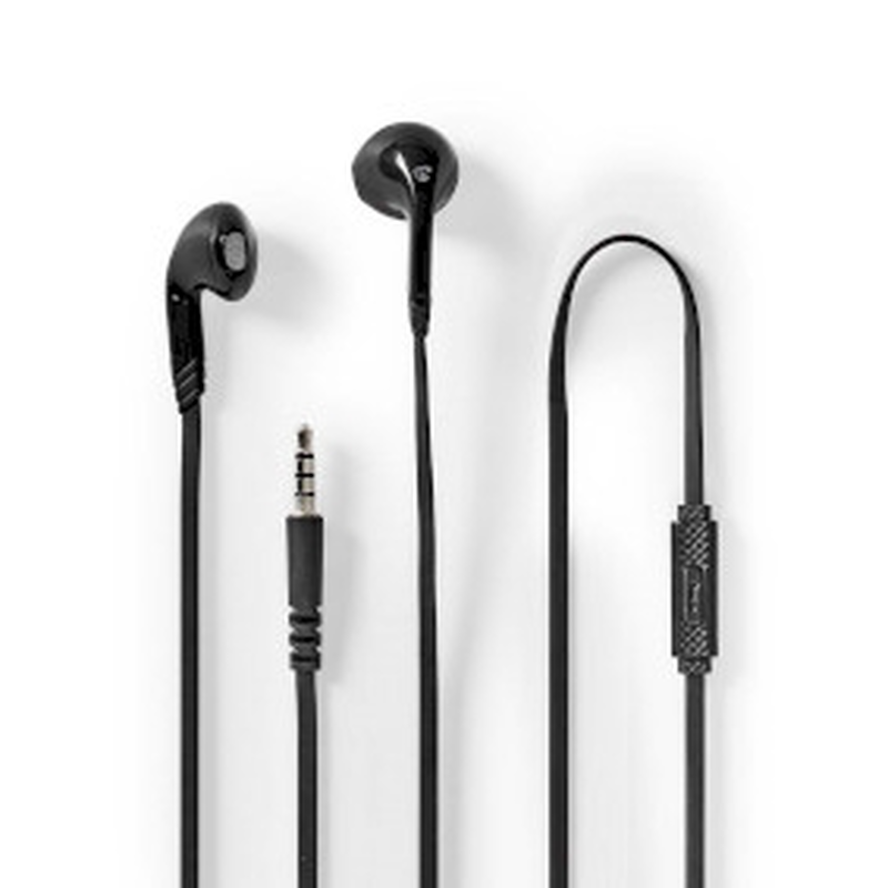 Wired earphones 3.5 mm cable length: 1.20 m built-in microphone volume control black, , medium-null
