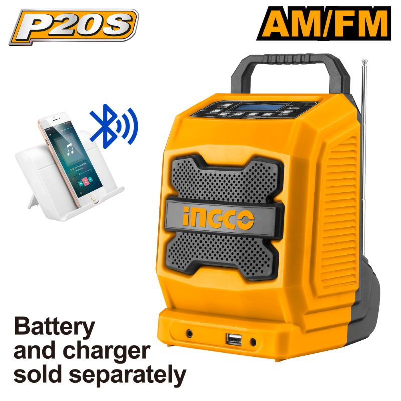 Ingco cjrli2001 ραδιο μπαταριας με bluetooth 20v solo, , medium-null